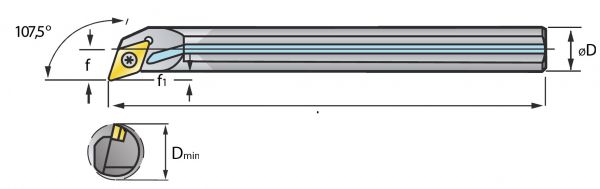 VHM Vollhartmetall-Bohrstange SDQC mit i.K.